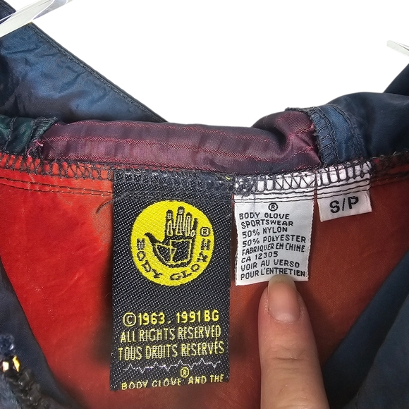 Body Glove Vintage 90's Pullover Hooded Windbreaker Jacket Colorblock - Picture 3 of 10